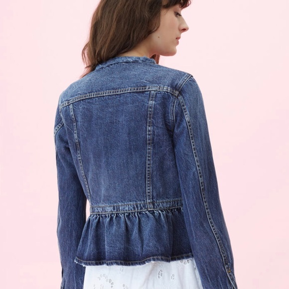 La Vie Rebecca Taylor Denim Peplum Jean Jacket - Picture 2 of 10